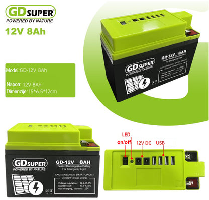 GDSuper GD-12V8Ah GelTech - Akomulator za solarne sisteme